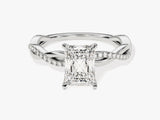 Radiant Twisted Lab Grown Diamond Engagement Ring with Pave Set Side Stones (1.50 CT)
