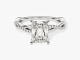 Radiant Twisted Lab Grown Diamond Engagement Ring with Pave Set Side Stones (2.00 CT)
