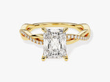 Radiant Twisted Lab Grown Diamond Engagement Ring with Pave Set Side Stones (2.00 CT)