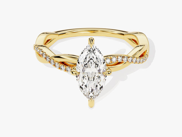 Marquise Twisted Lab Grown Diamond Engagement Ring with Pave Set Side Stones (1.00 CT)