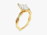 Marquise Twisted Lab Grown Diamond Engagement Ring with Pave Set Side Stones (1.50 CT)