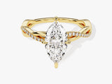 Marquise Twisted Lab Grown Diamond Engagement Ring with Pave Set Side Stones (1.50 CT)