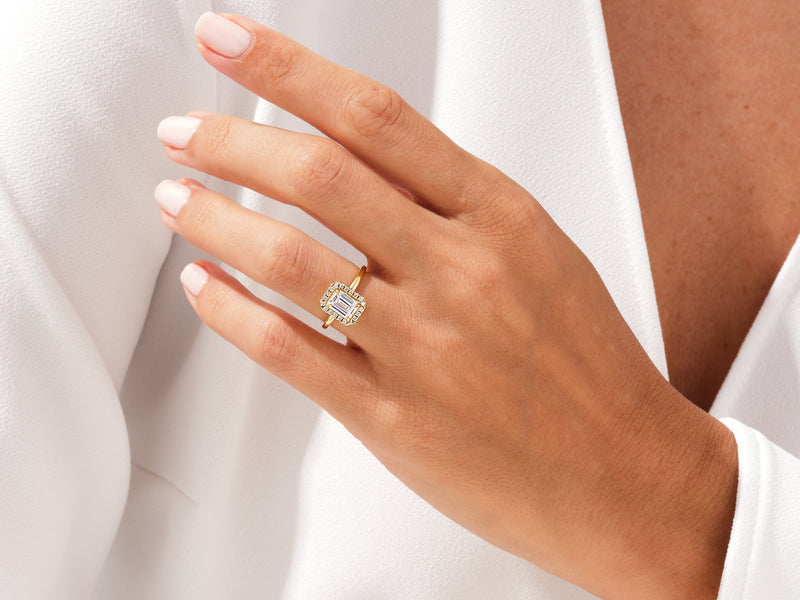 Emerald Halo Lab Grown Diamond Engagement Ring (1.00 CT)