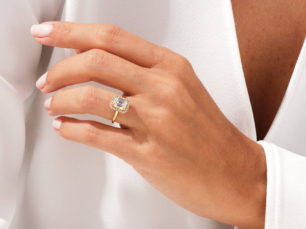 Emerald Halo Lab Grown Diamond Engagement Ring (1.50 CT)