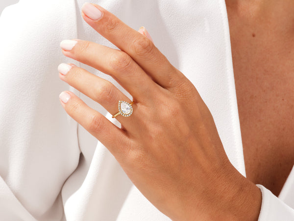 Pear Halo Lab Grown Diamond Engagement Ring (2.00 CT)