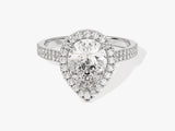 Double Shank Pear Halo Lab Grown Diamond Engagement Ring (2.00 CT)
