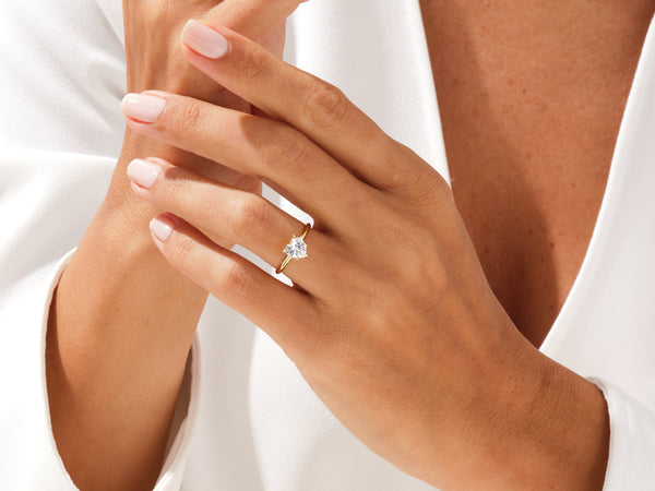 Knife Edge Heart Lab Grown Diamond Engagement Ring (1.00 CT)