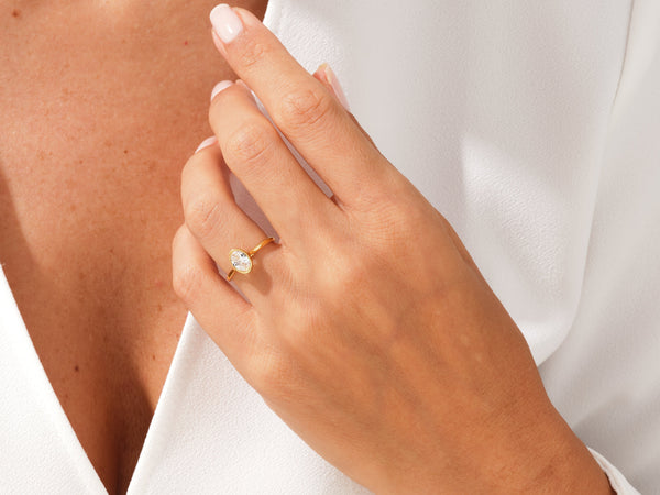 Bezel Oval Lab Grown Diamond Engagement Ring (1.00 CT)