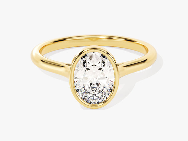 Bezel Oval Lab Grown Diamond Engagement Ring (1.50 CT)