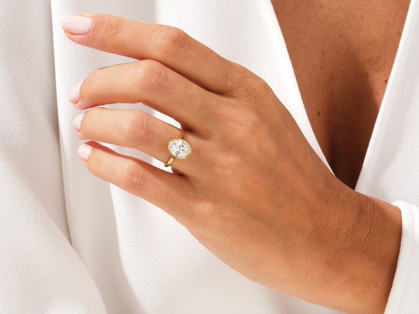 Bezel Oval Lab Grown Diamond Engagement Ring (2.00 CT)