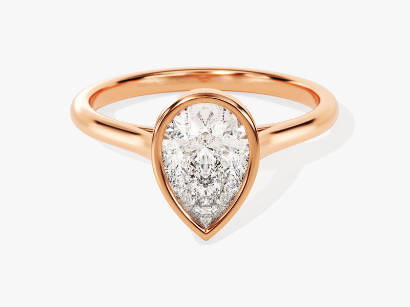 Bezel Pear Lab Grown Diamond Engagement Ring (1.50 CT)