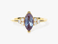 Marquise Lab Alexandrite Engagement Ring with Moissanite Sidestones