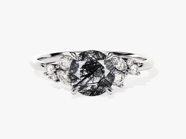 Rutilated quartz and diamond engagement ring