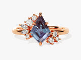 Kite Lab Alexandrite Engagement Ring with Moissanite Sidestones