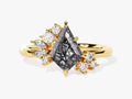 Kite Black Rutilated Quartz Engagement Ring with Moissanite Sidestones