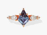 Kite Lab Alexandrite Engagement Ring with Pear Moissanite Sidestones