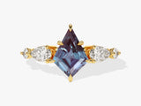 Kite Lab Alexandrite Engagement Ring with Pear Moissanite Sidestones