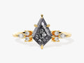 Kite Black Rutilated Quartz Engagement Ring with Marquise Moissanite Sidestones