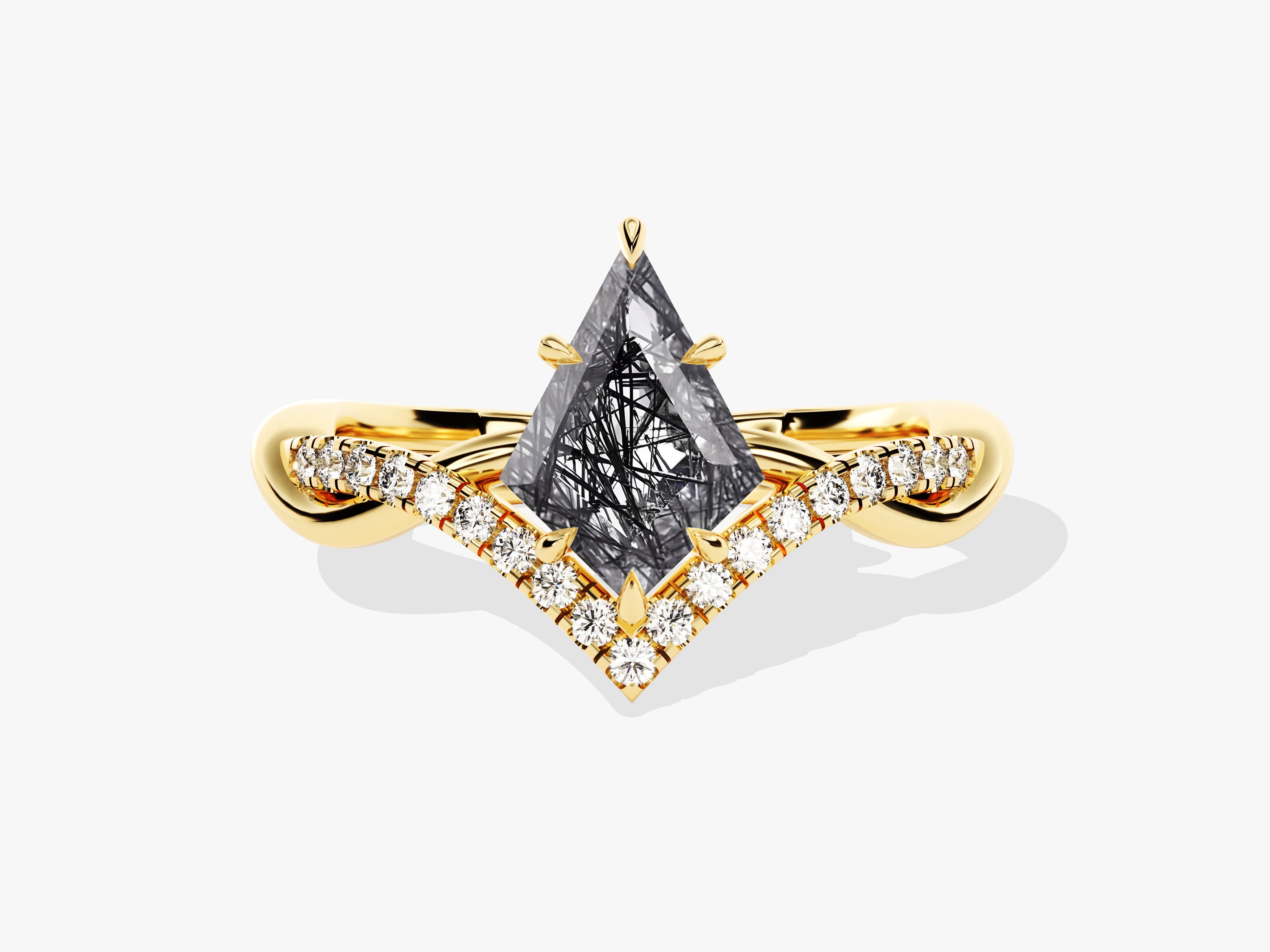 Gold ring with black tourmaline and diamonds