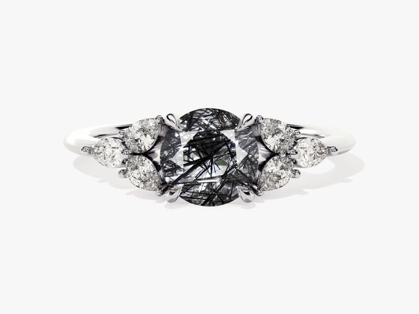 Rutilated quartz and diamond engagement ring