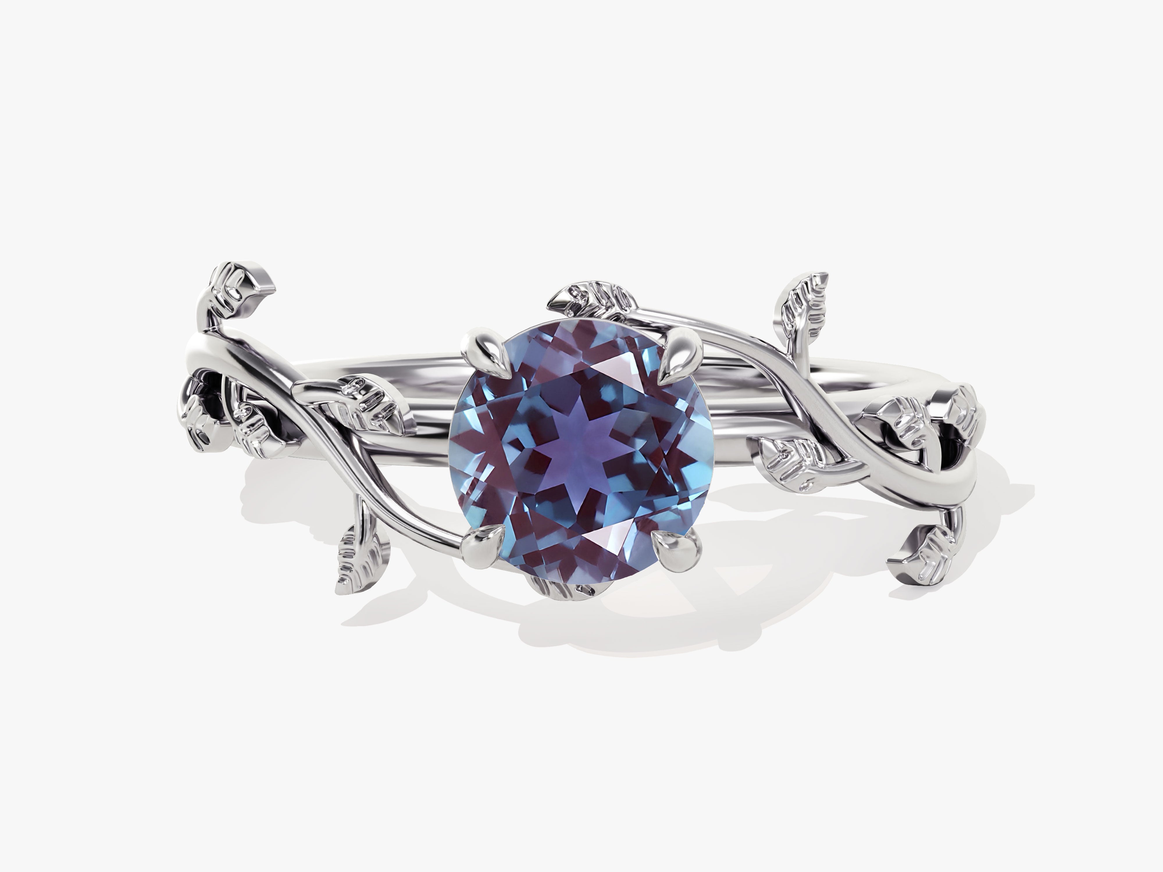 Round Lab Alexandrite Nature Inspired Engagement Ring | Eternate