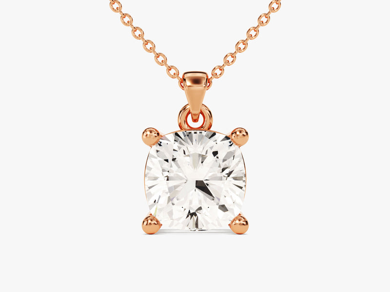 Cushion Cut Lab Diamond Solitaire Pendant (2.00 CT)