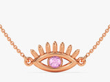 Evil Eye Birthstone Necklace in 14k Solid Gold