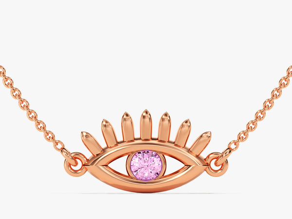 Evil Eye Birthstone Necklace - Gold Vermeil