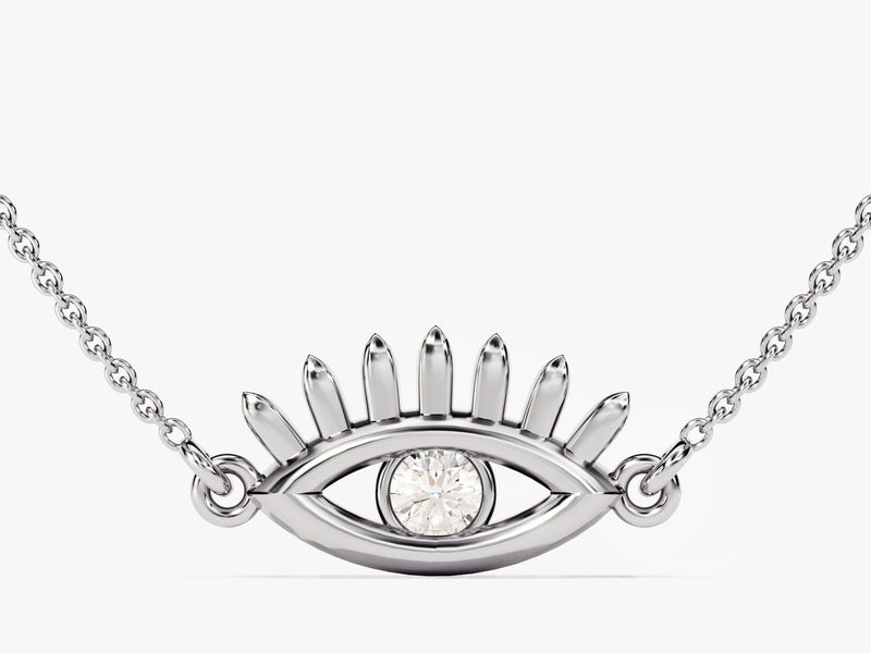 Evil Eye with Eyelashes Diamond Necklace (0.10 CT) in 14k Solid Gold