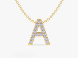 Birthstone Letter Necklace in 14k Solid Gold