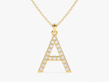 Diamond Initial Large Letter Necklace in 14k Solid Gold