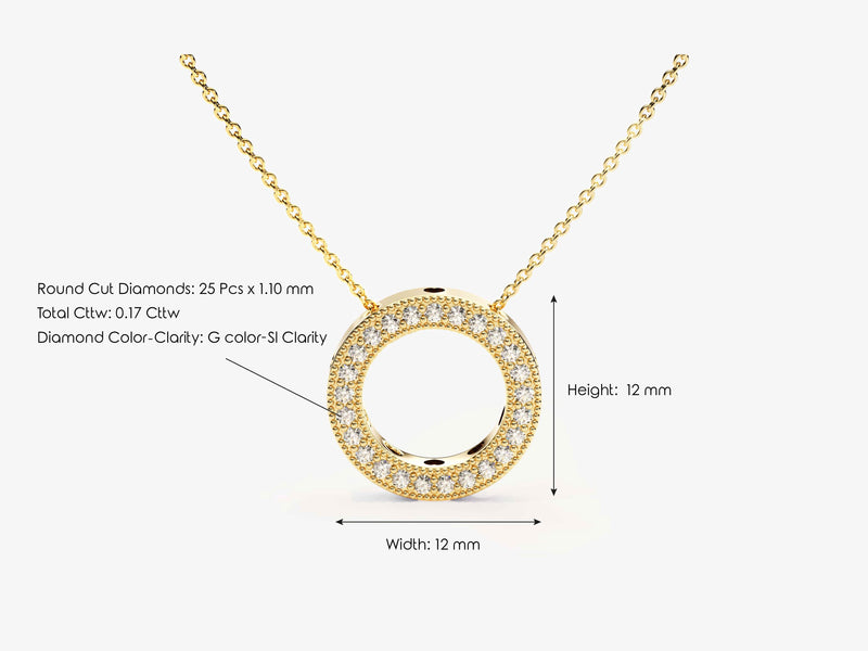 Diamond Circle Charm Necklace (0.17 CT) in 14k Solid Gold