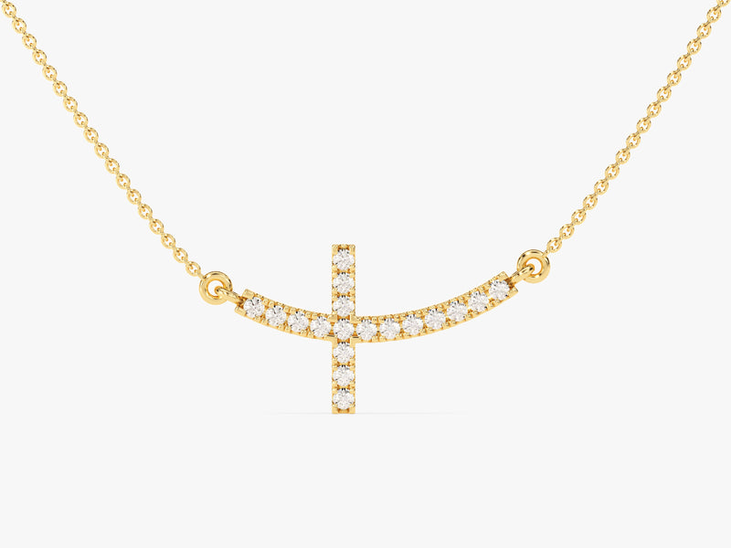 Large Sideways Cross Diamond Necklace (0.27 CT)  in 14k Solid Gold
