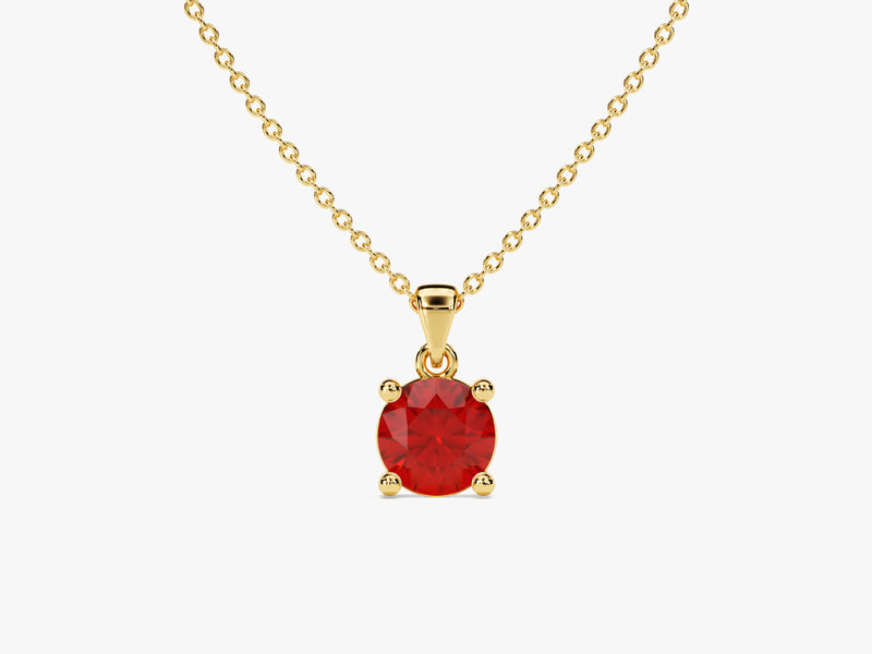 Solitaire Birthstone Necklace in 14k Solid Gold