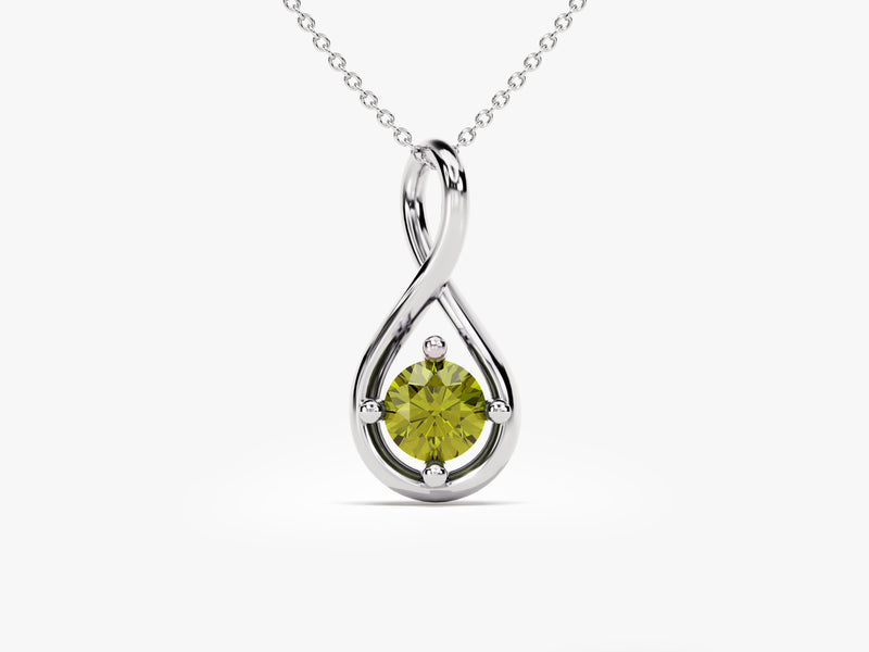 Infinity Solitaire Birthstone Necklace in 14k Solid Gold