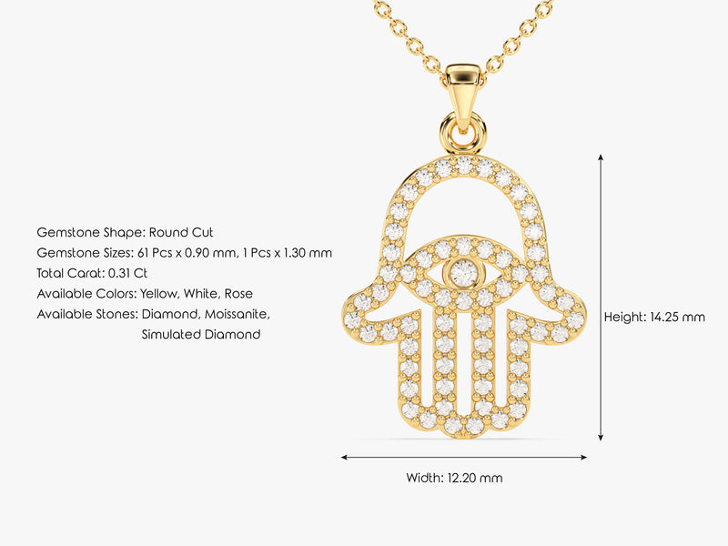 Diamond Hamsa Necklace (0.31 CT) in 14k Solid Gold