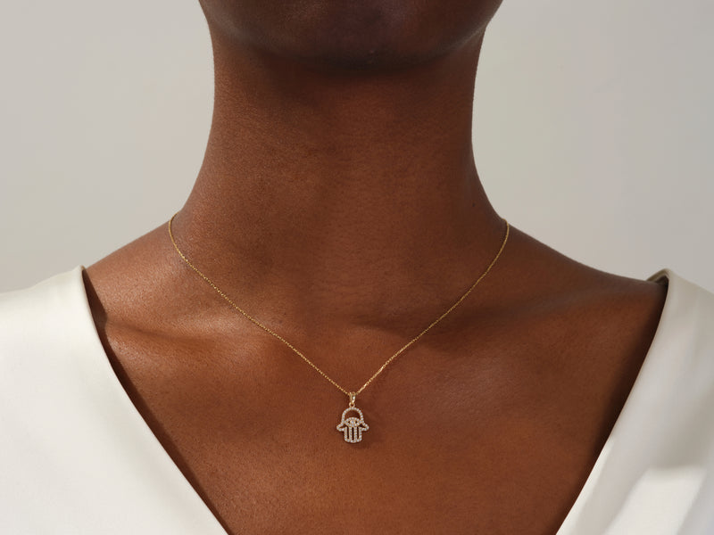 Diamond Hamsa Necklace (0.31 CT) in 14k Solid Gold