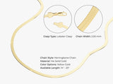 14k Yellow Gold 2.5mm Herringbone Chain Necklace