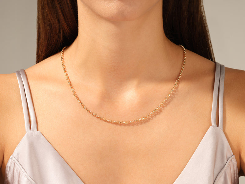 14k Real Gold Rolo Chain Necklace for Women - Thin Rolo Chain Necklace -  Delicate Pendant Necklaces - Dainty Layering Jewelry - Christmas Gifts –  Gelin Diamond