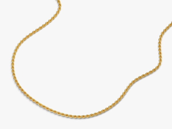 14k Yellow Gold 2.0mm Rope Chain Necklace