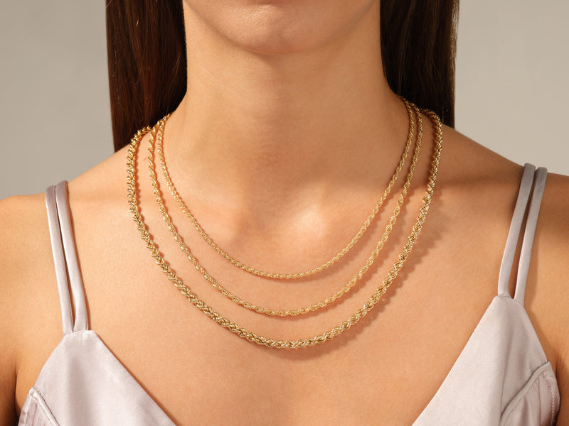 14k Yellow Gold 4.5mm Rope Chain Necklace
