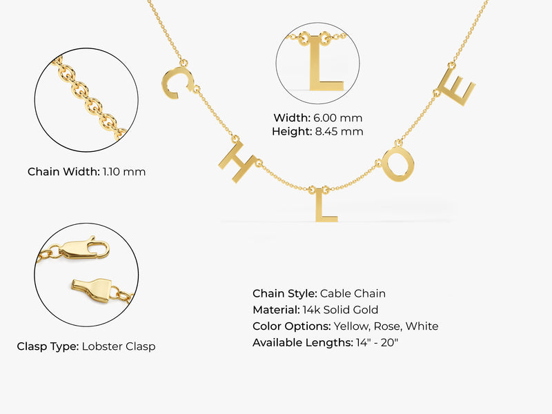 14k Solid Gold Letter Name Necklace