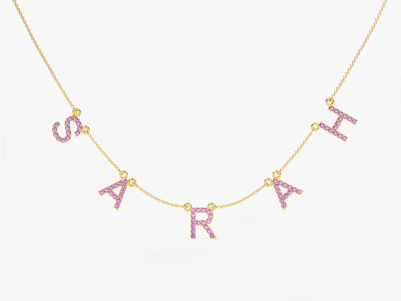 Birthstone Name Necklace - Gold Vermeil