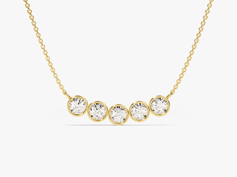 Bezel Set Round Birthstone Family Necklace - Gold Vermeil