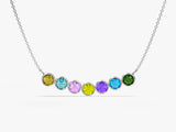 Bezel Set Round Birthstone Family Necklace in 14k Solid Gold