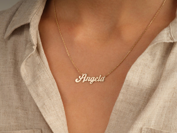14k Solid Gold Bold Name Necklace