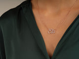 14k Solid Gold Cursive Diamond Name Necklace