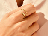Yellow, White, Rose, 14k gold, 18k gold, Yellow Gold Minimalist Snake Ring with Diamonds on a Woman's Finger