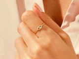 14k Gold, 18k Gold, Yellow, White, Rose, Diamond Evil Eye Ring on a Woman's Finger