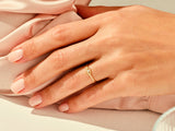 Yellow, White, Rose, 14k gold, 18k gold, Yellow Gold Single Diamond Evil Eye Ring on a Woman's Finger